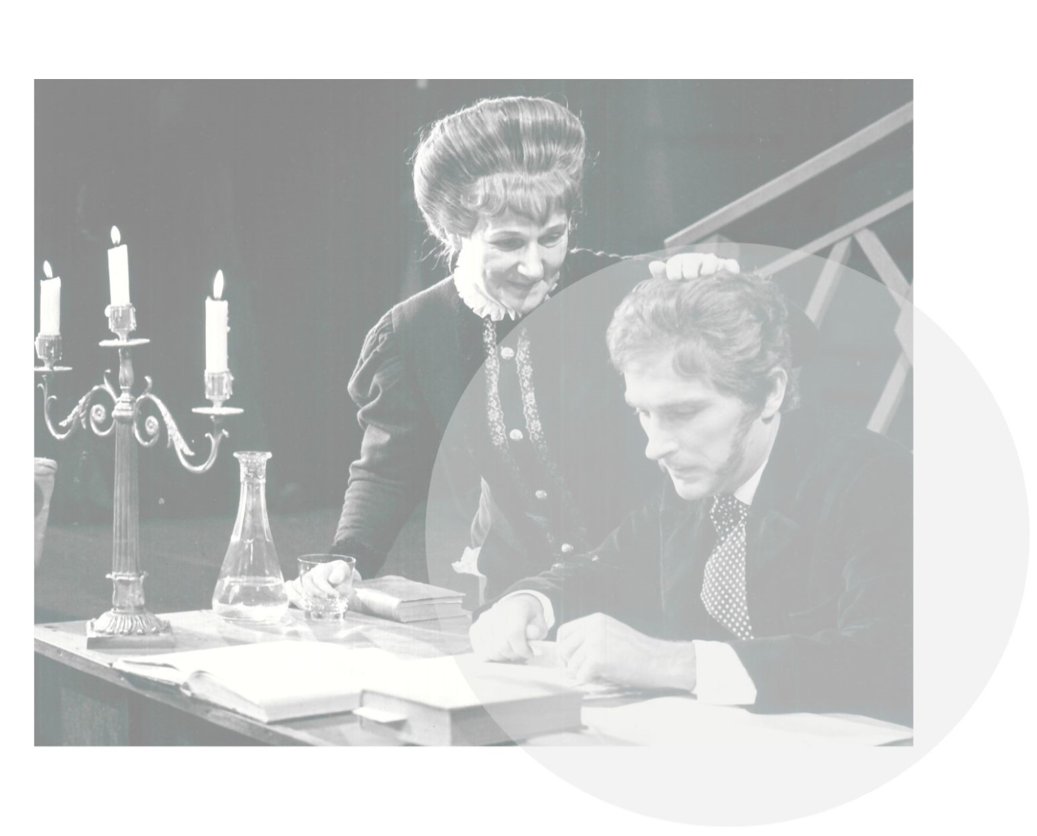 A. P. Čechov: Čajka (1963, DSNP Martin), zľava N. Hejná (Polina), I. Letko (Treplev), foto: Jaroslav Barák