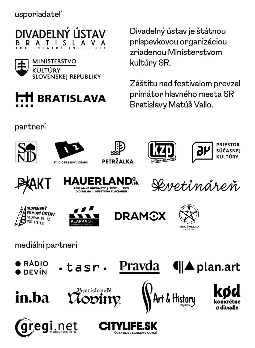 Partneri festivalu Nová dráma/New Drama 2025