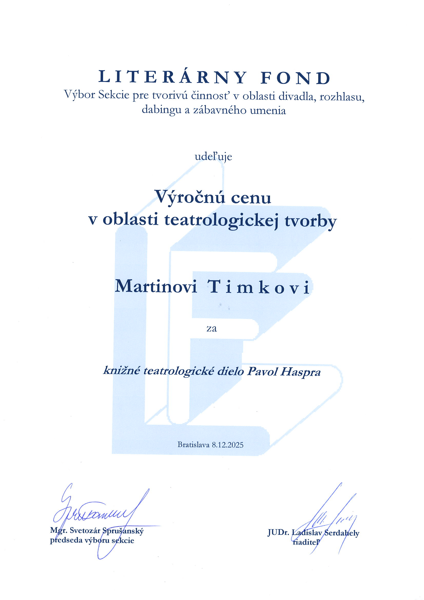 Výročná cena - dokument