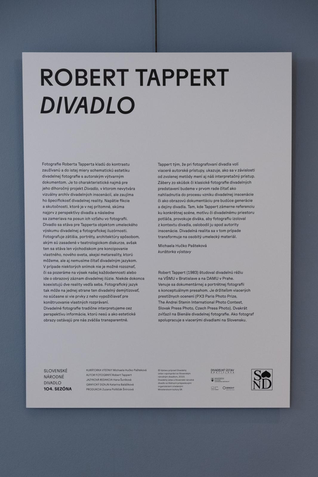 Dvojnásobný laureát Bienále divadelnej fotografie Robert Tappert vystavuje v Prahe