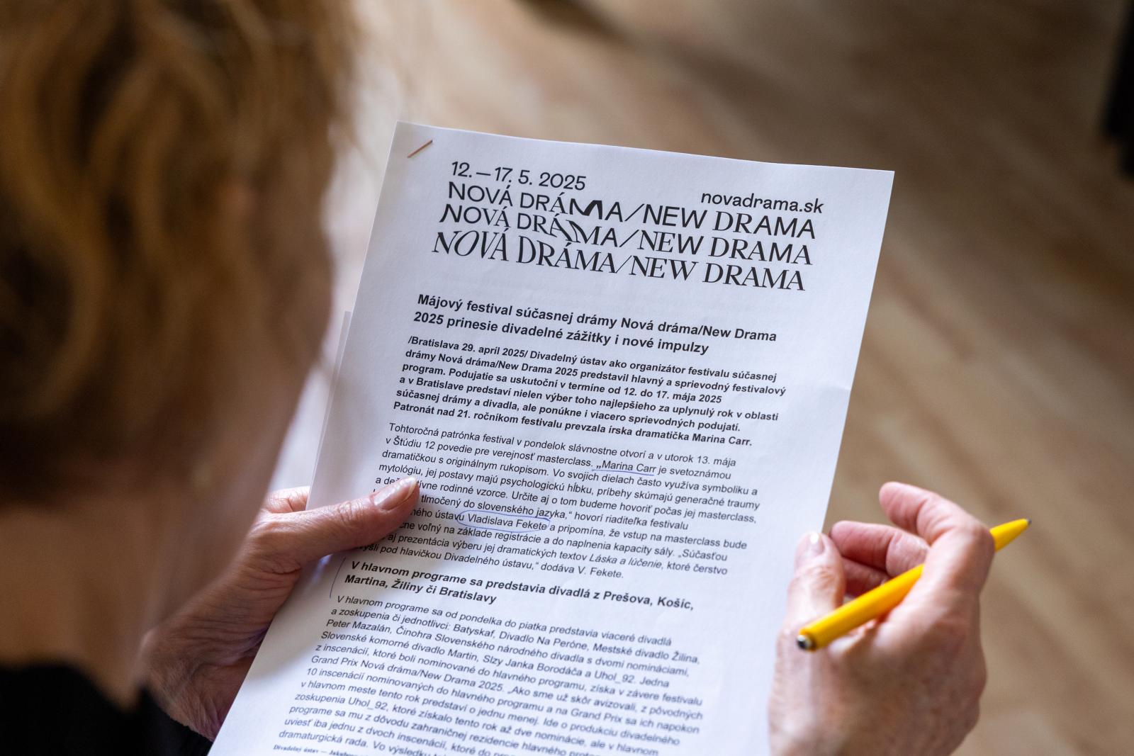 Tlačová konferencia k festivalu Nová dráma/New Drama 2025, foto T. Géci